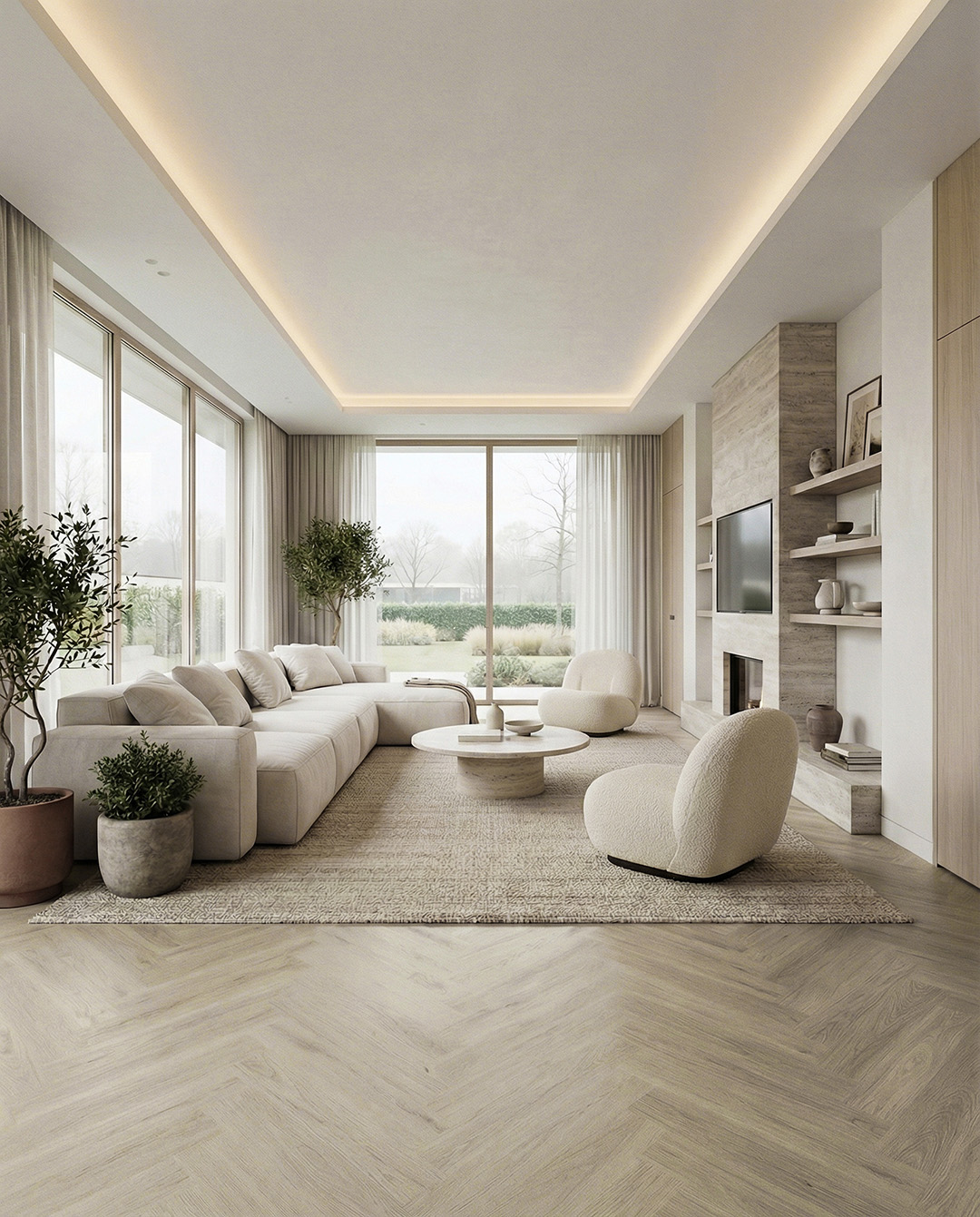 woonkamer, interieur, bank, salon, planten