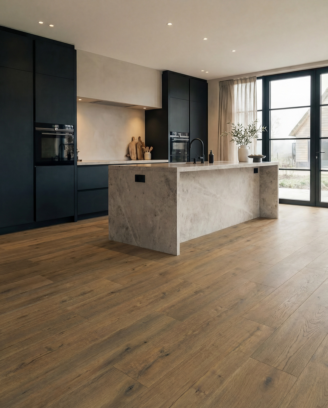 keuken, eiland, marmeren, kasten, houthout