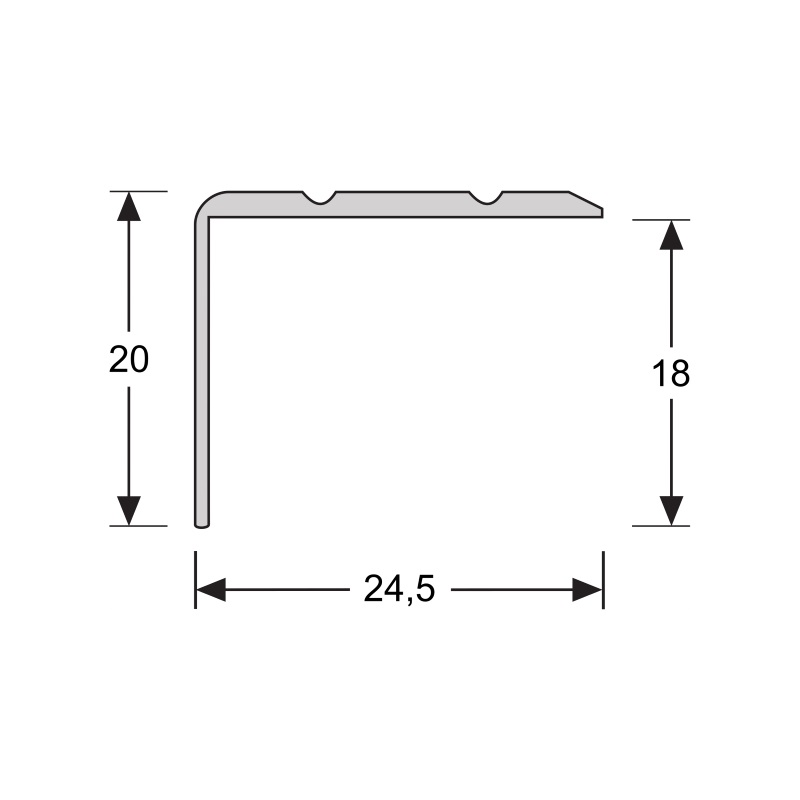 Hoeklijnprofiel 20 mm 1m RVS geborsteld 69207