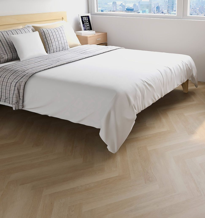 kussen, bed, dekbed, laken, houten vloer