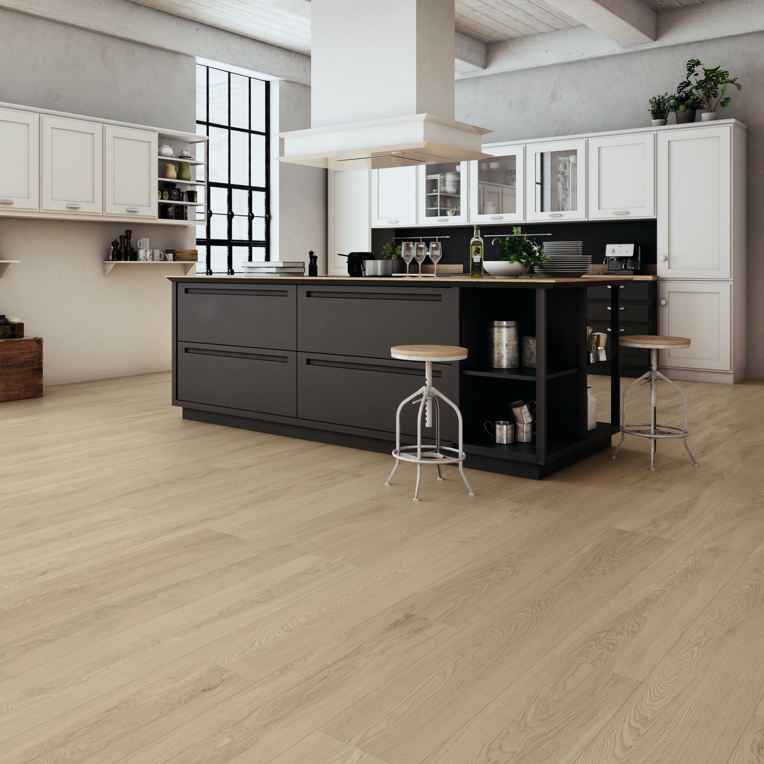 Classen Oak Light Grey Brown 52538 Verdieping, Binnenshuis, Interieurontwerp, Vloeren, Keuken