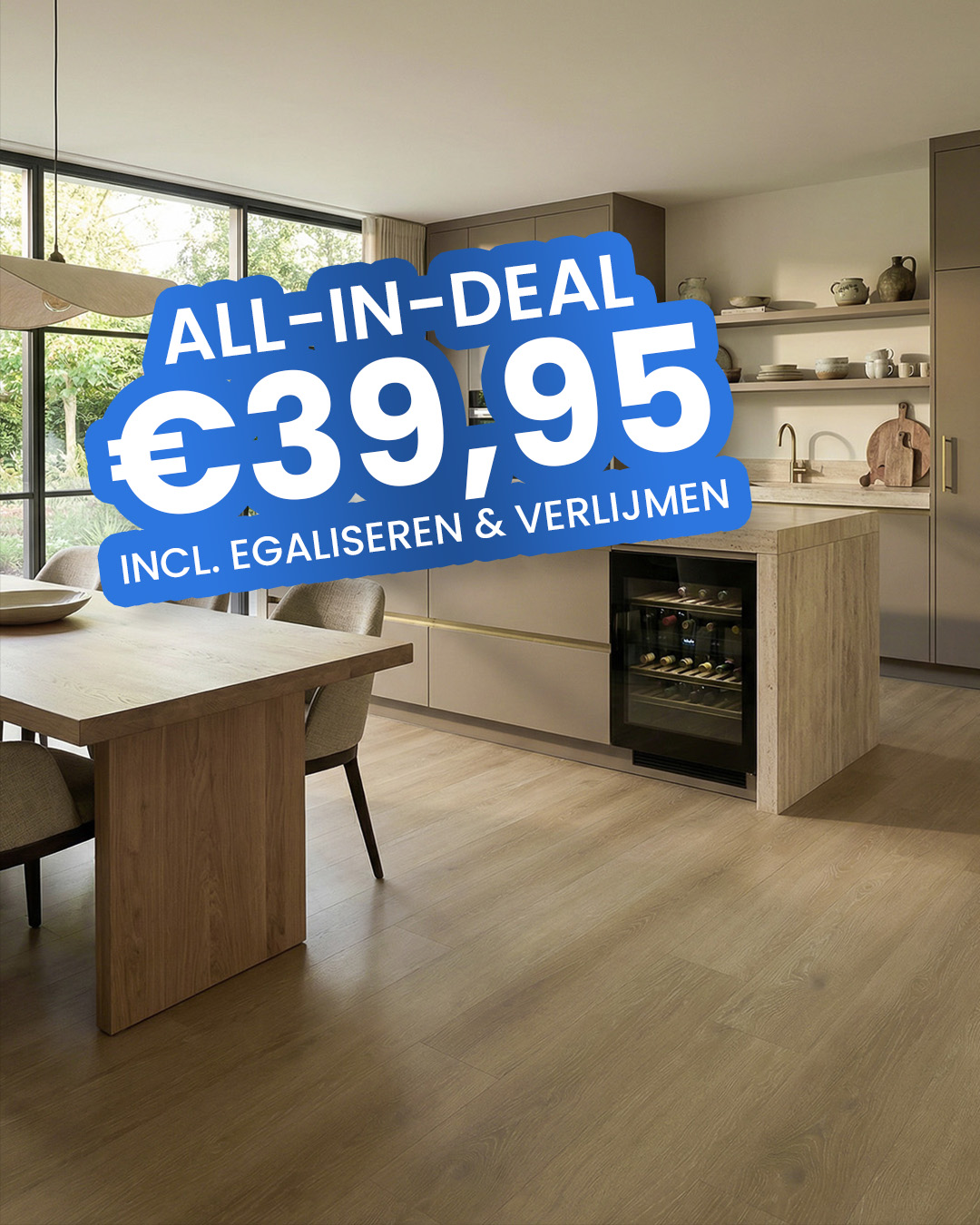 keuken, eiken, inbouwapparatuur, kookeiland, houten vloer