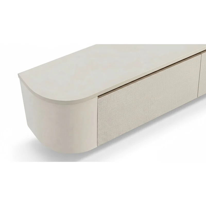 Japandi TV Meubel Rond Beige Linnen