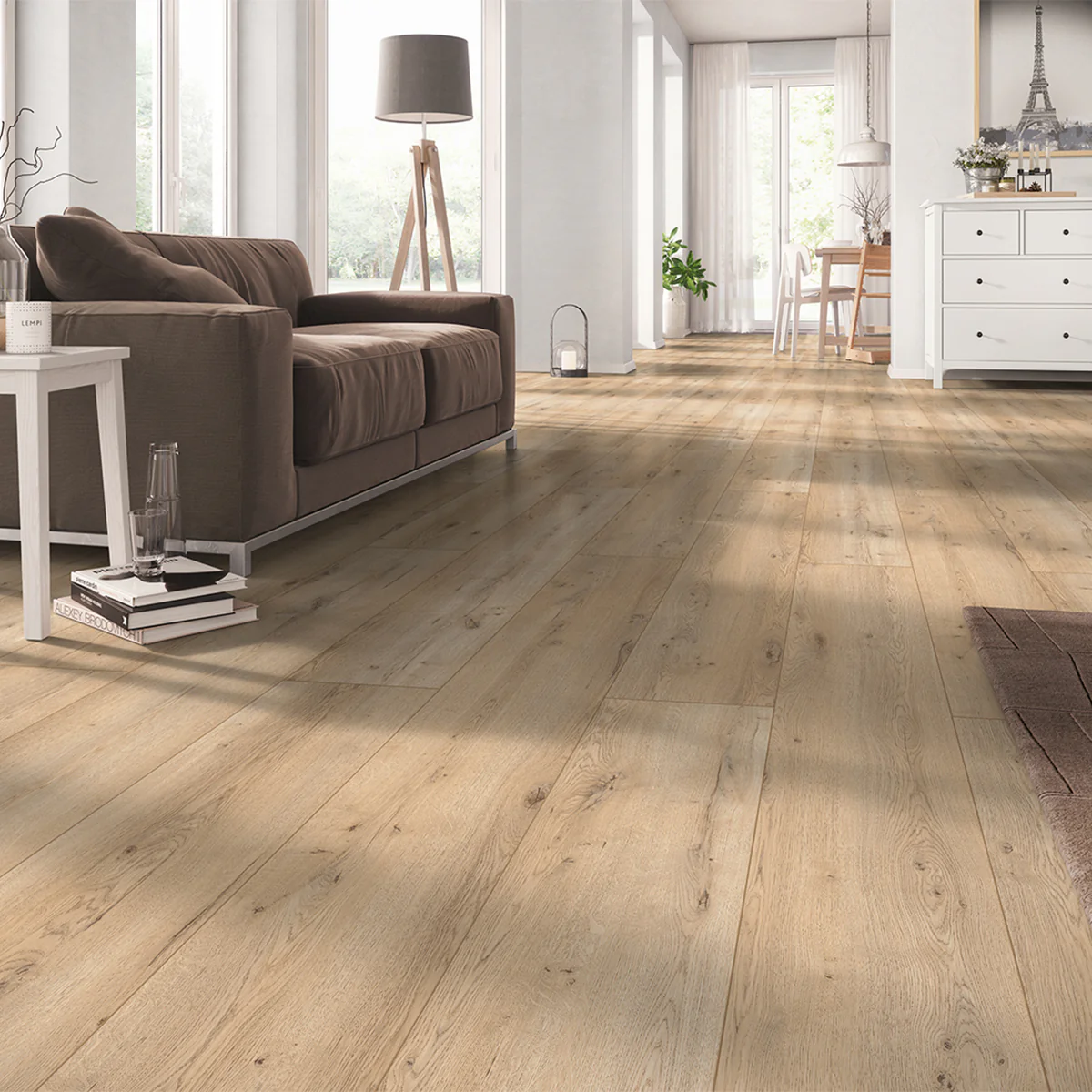 eethoek, vloer, houtlook, bank, woonkamer