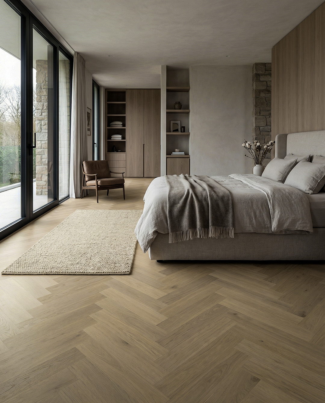 bed, kamers, houten vloer, kledingkast, niet-brand?