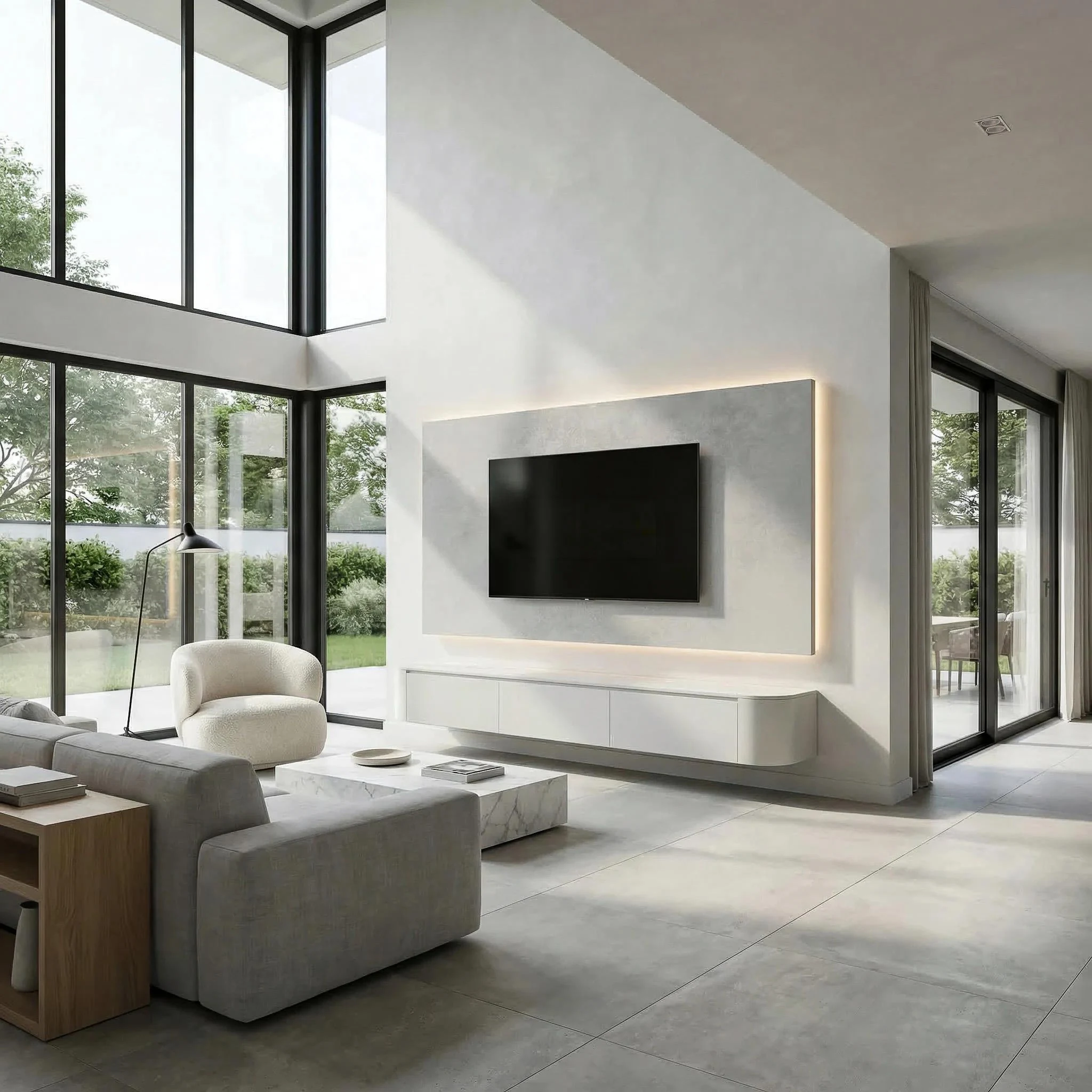 Japandi TV Meubel Rond Wit