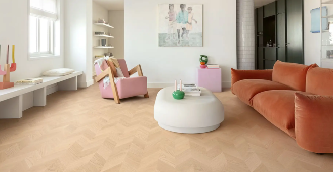 woonkamer, salon, vloeren, houten vloer, bank