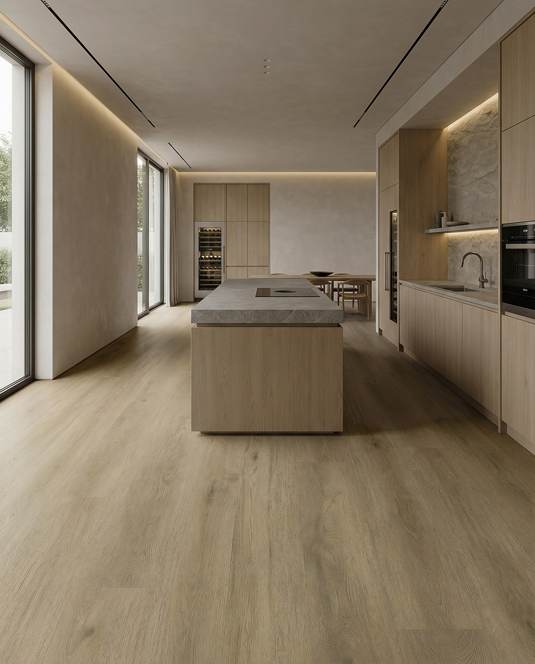 keuken, eilandblok, hout, inbouwapparatuur, kookeiland