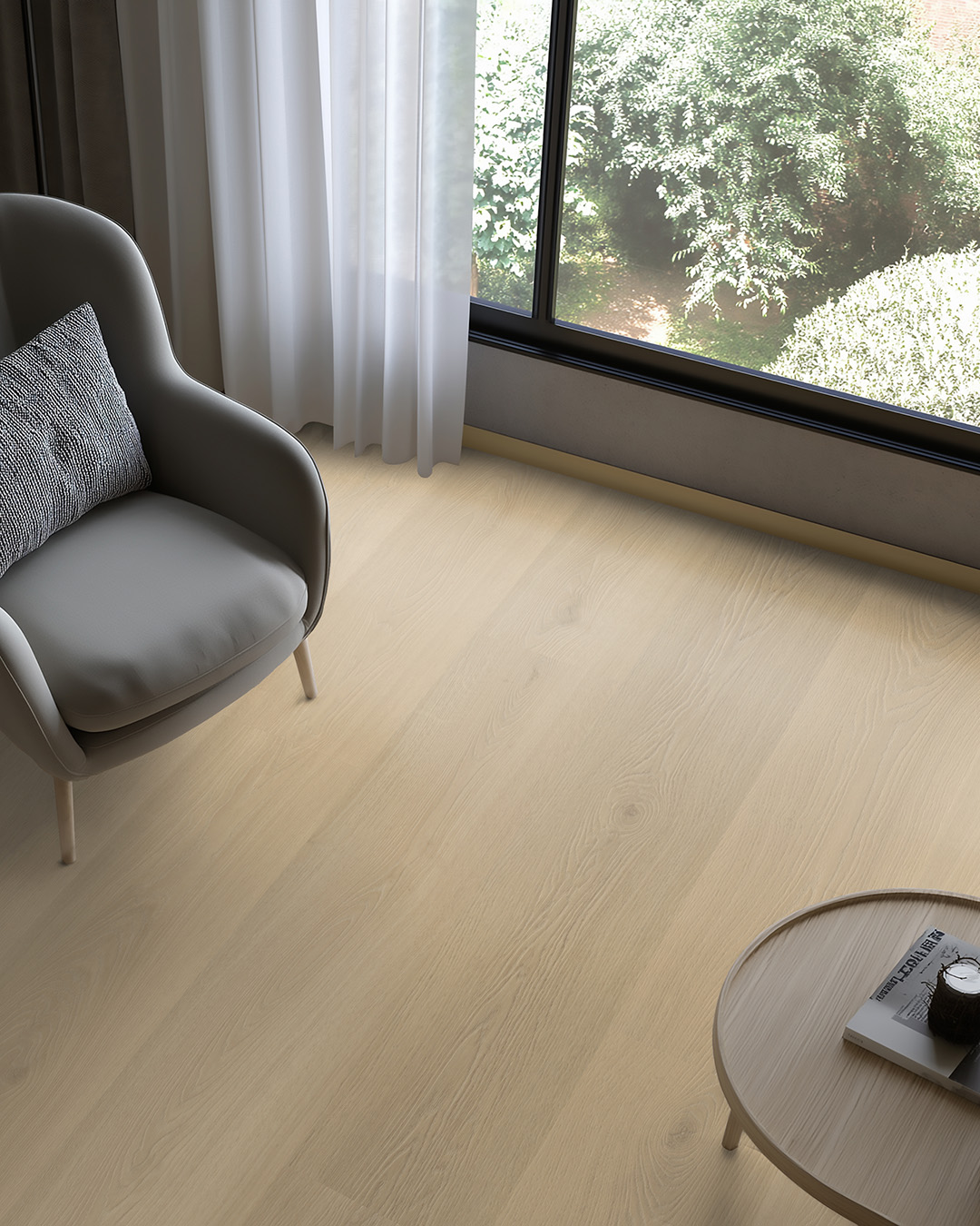 woonkamer, vloer, houten vloer, tafel, zitmeubel