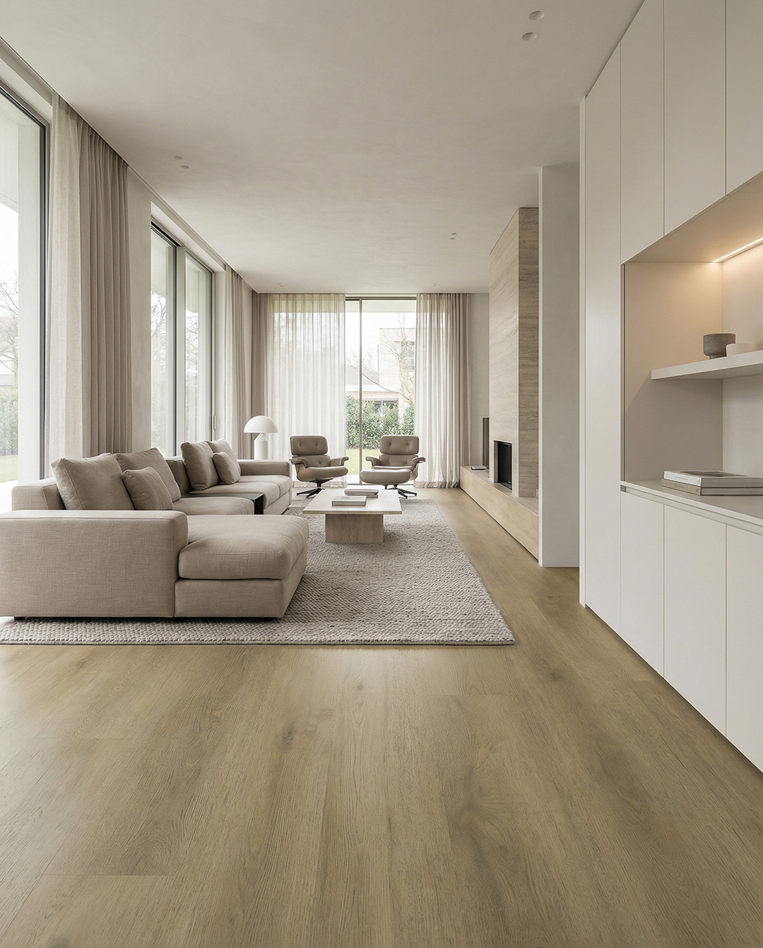 woonkamer, sofa, salontafel, vloer, zonlicht