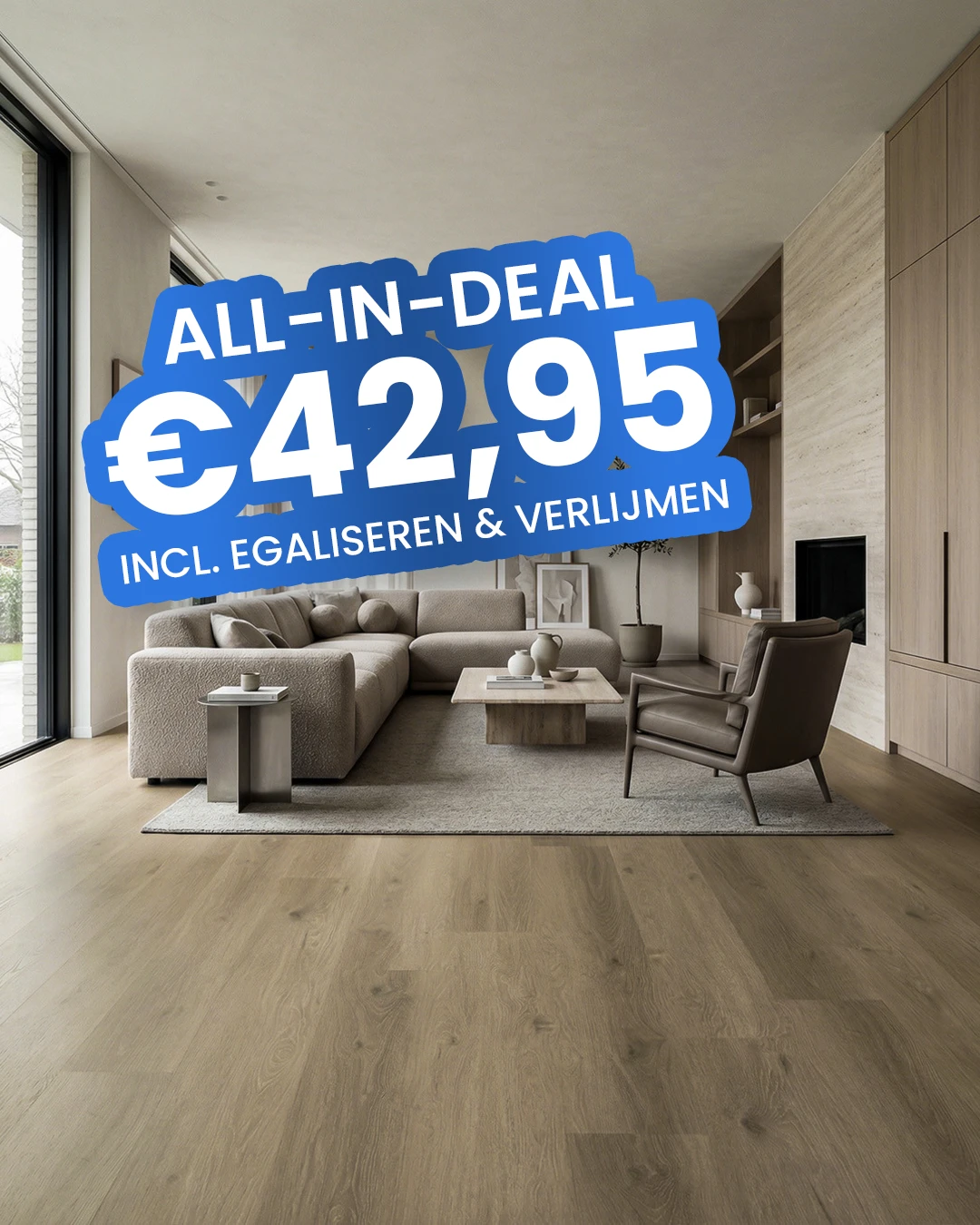 woonkamer, bank, salontafel, vloerkleed, houten vloer