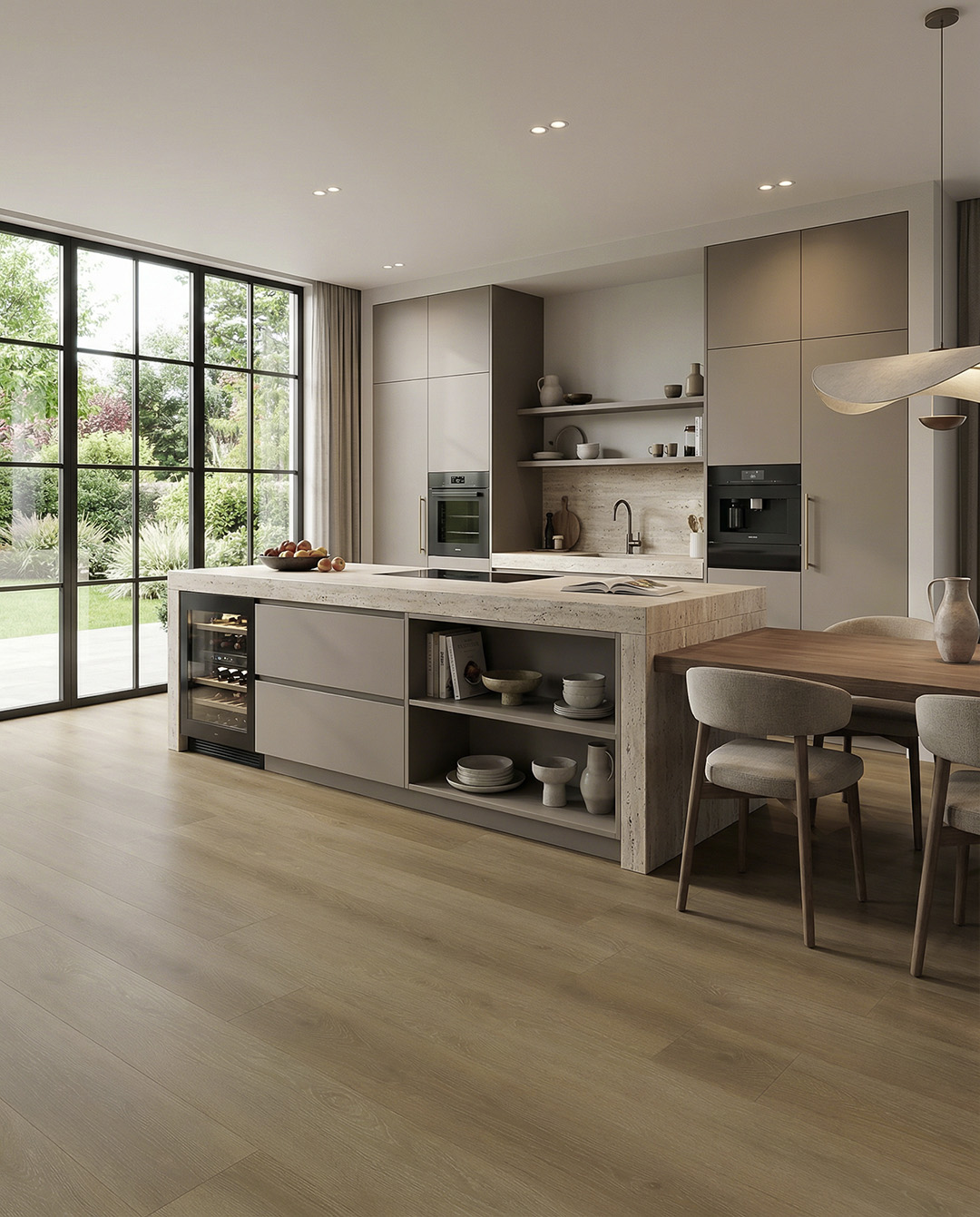 keuken, eiland, kasten, kookruimte, open keuken