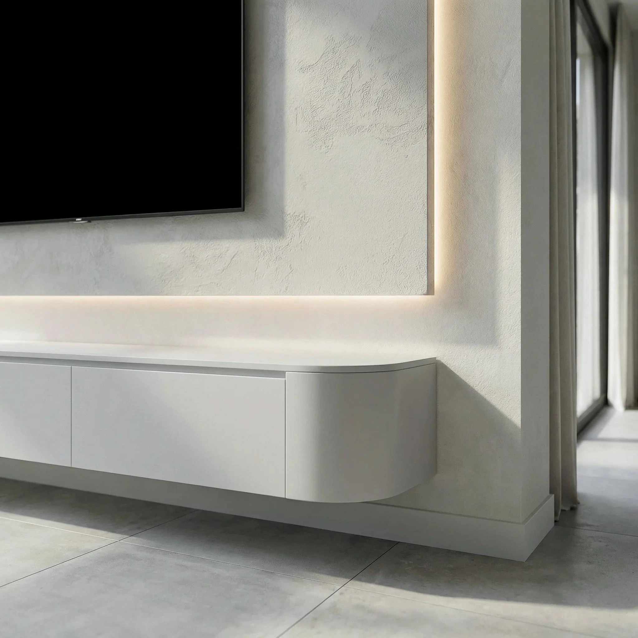 Japandi TV Meubel Rond Wit