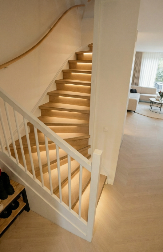 traploze trap, trap, trappen, houten trap, interieur