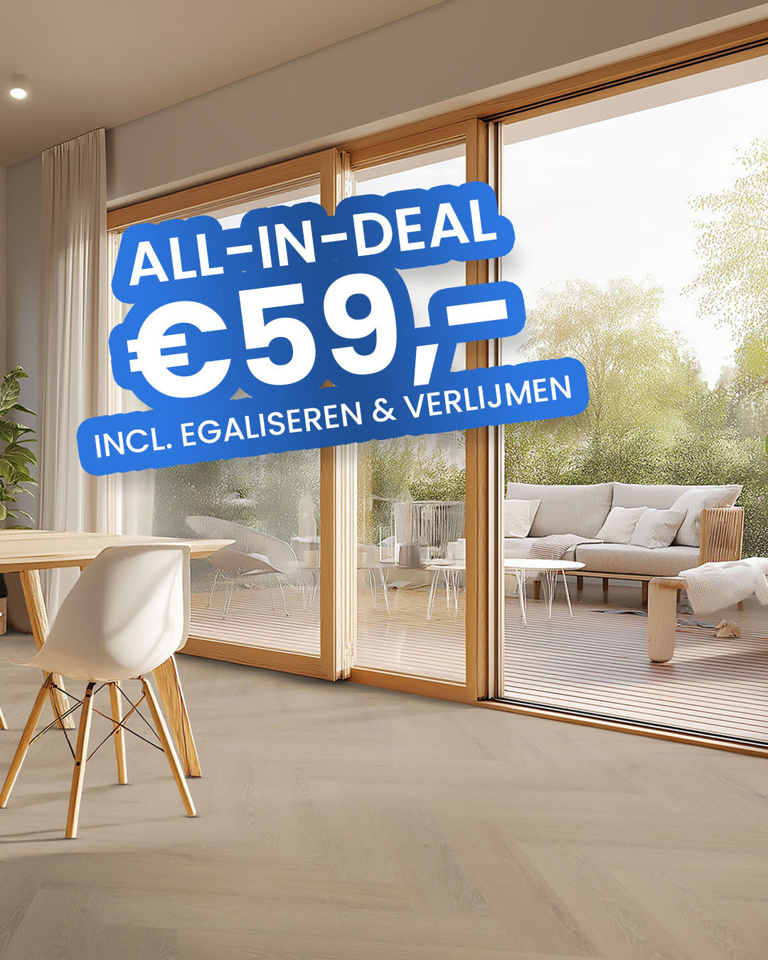 glazen schuifdeur, woonkamer, interieur, vloer, eethoek