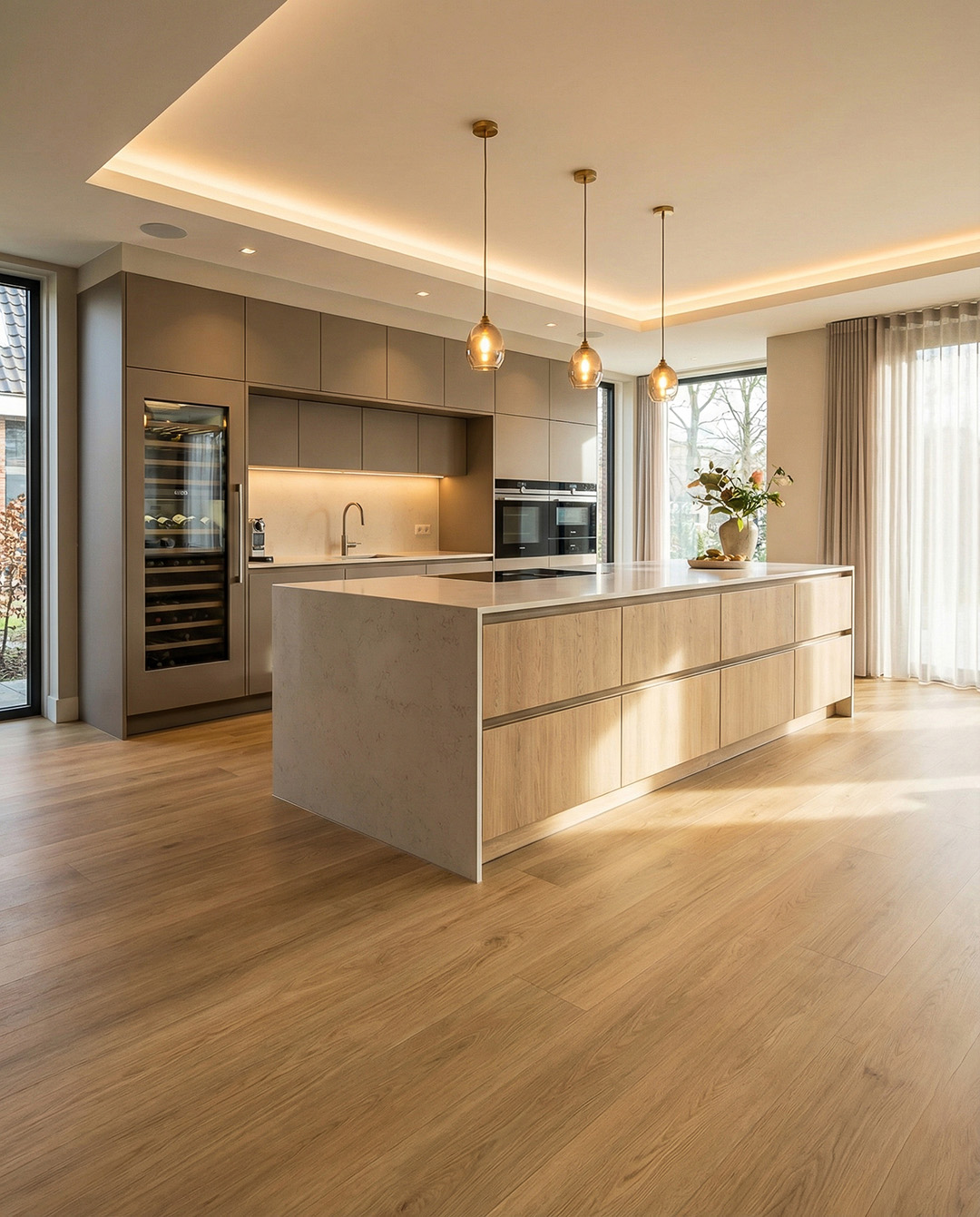 Interieurontwerp, Verdieping, Vloeren, Hout, Keuken