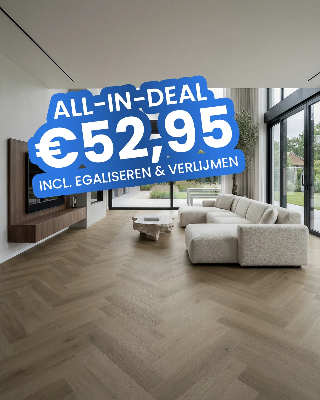 woonkamer, bank, haaks gezaagde vloer, laminaten vloer, modern interieur