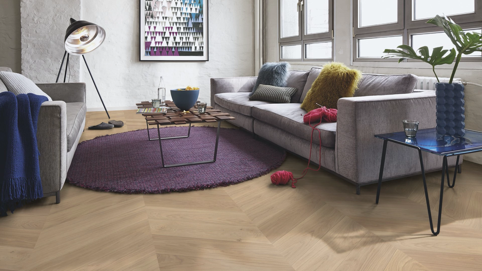 Boen Chevron Eik Adagio Wit LN Geborsteld